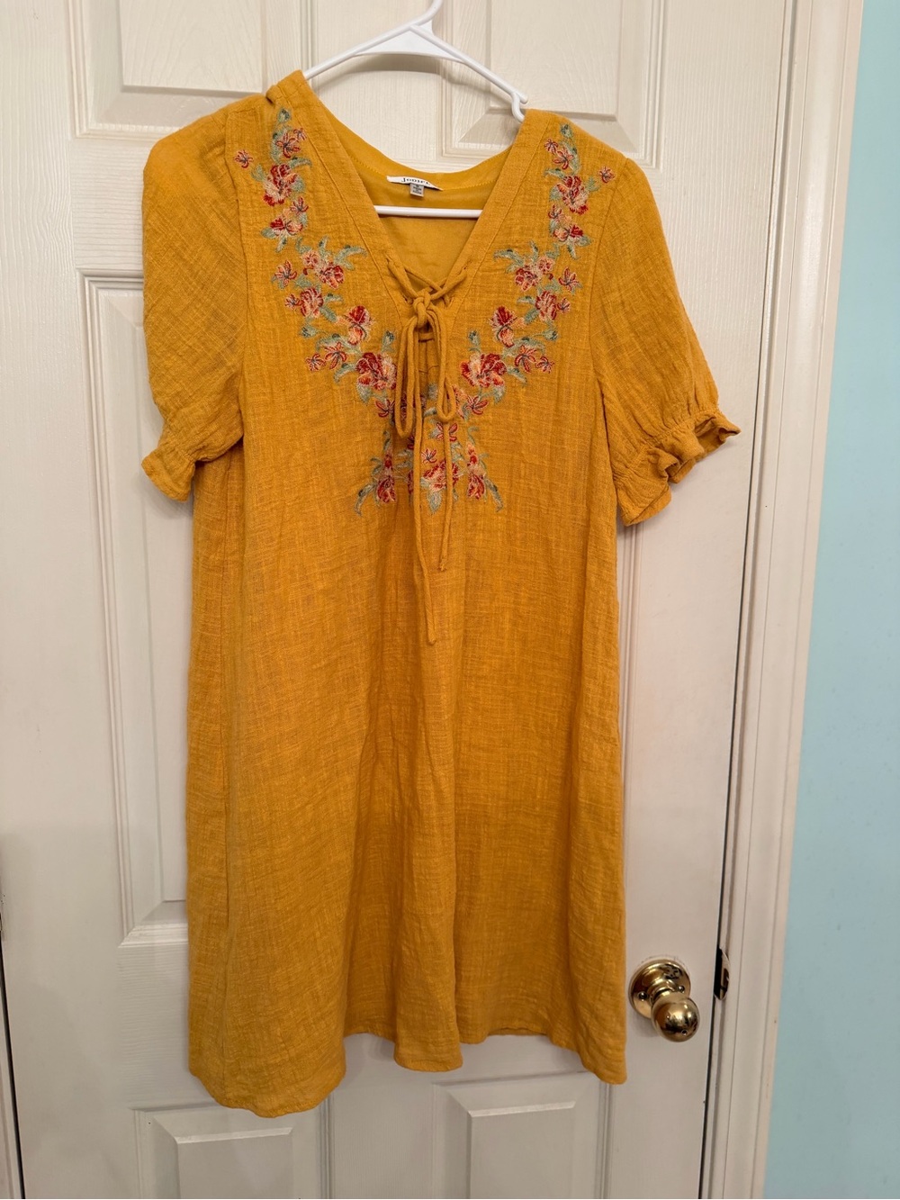 Jodifl yellow embroidered tunic dress